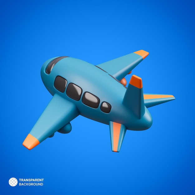 PSD icône de voyage avion isolé illustration de rendu 3d