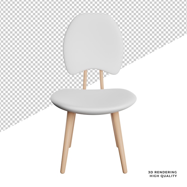 PSD icône de vue de face de chaise de bureau blanche illustration de rendu 3d sur fond transparent