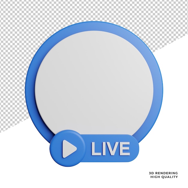 Icône de vue de face de médias sociaux en streaming en direct illustration de rendu 3d sur fond transparent