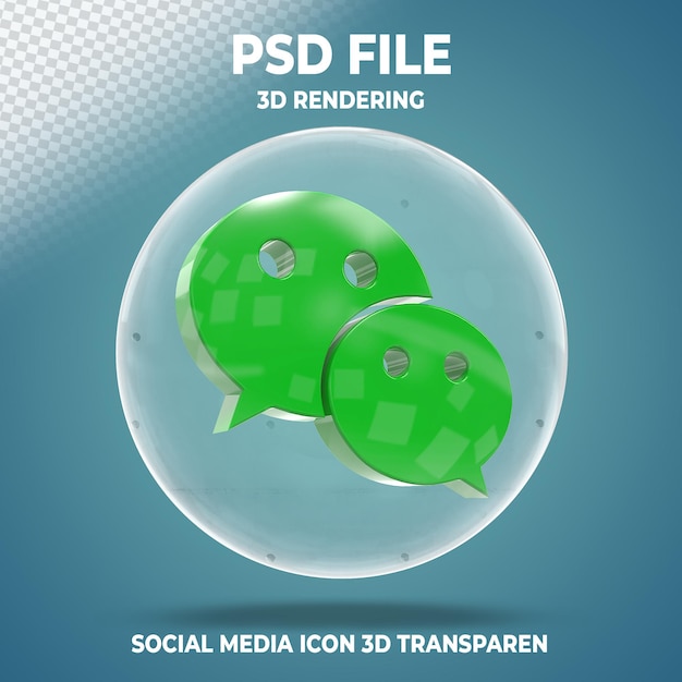 PSD icône wechat 3d avec style de verre