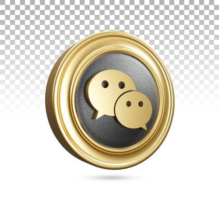 Icône de wechat doré en rendu 3d