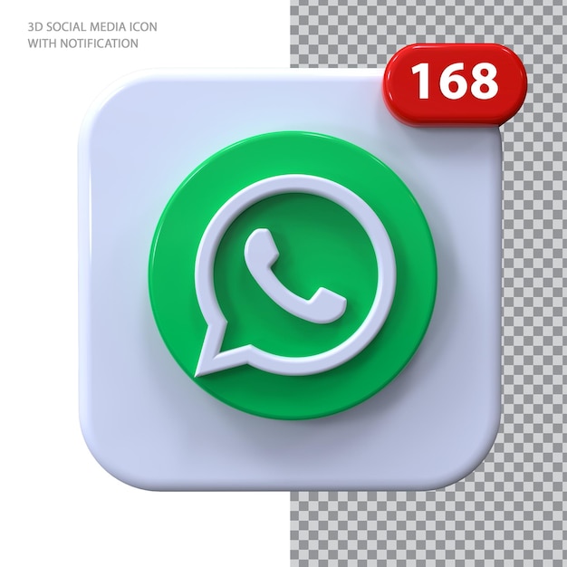 Ícone whatsapp com conceito 3d de notificação