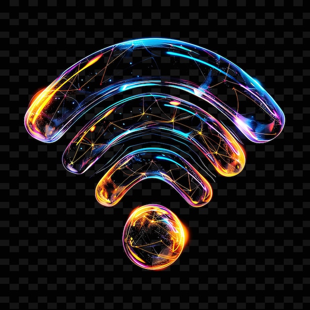 PSD Ícone wi-fi holográfico transparente com contorno minimalista y2k forma decorativa de tendência