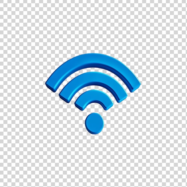 Ícone wifi azul isolado em fundo transparente