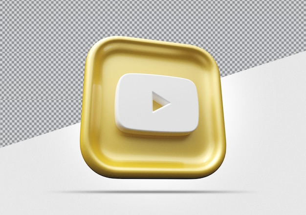 Icône Youtube Rendu 3d Doré