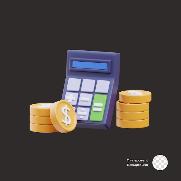 Ícones 3D da calculadora de moedas