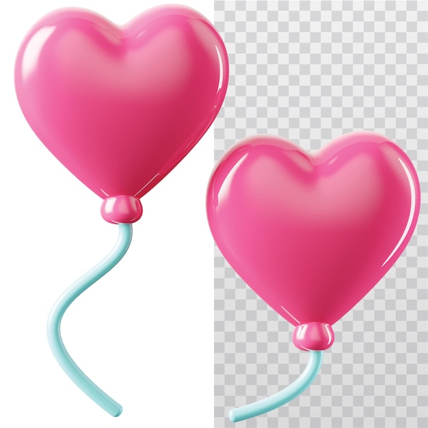 Ícones 3D de balões de amor Ilustração
