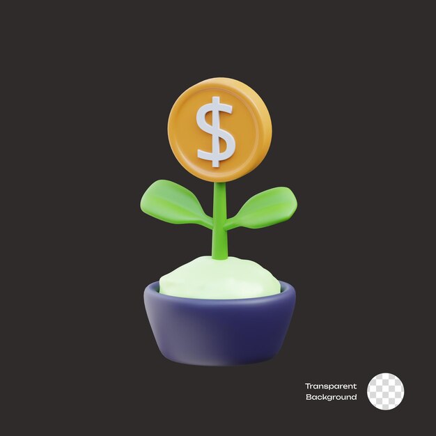 Ícones 3D de Crescimento do Investimento