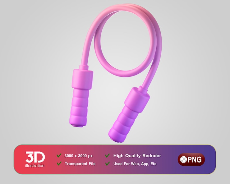 PSD ícones 3d de fitness e academia pulando corda
