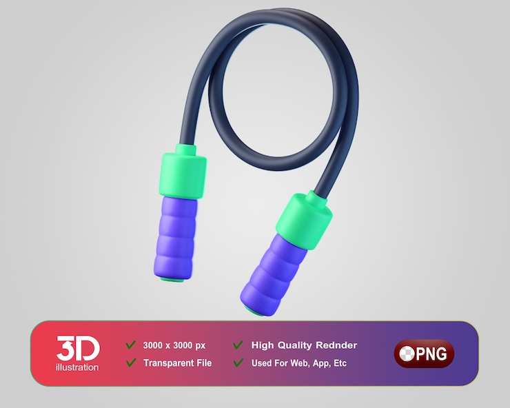 PSD ícones 3d de fitness e academia pulando corda