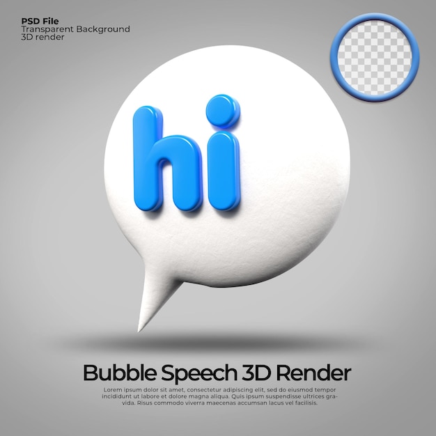 Icônes 3d discours de bulle salut transparent, chat