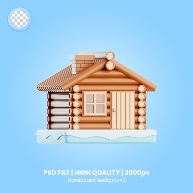 PSD les icônes 3d de la maison de neige