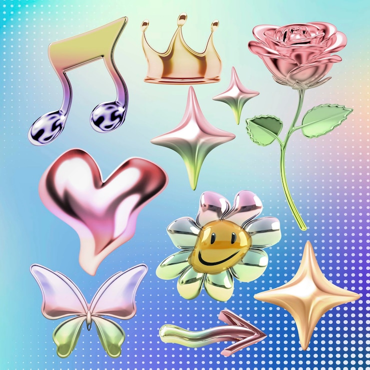 PSD icones 3d metálicos brilhantes em psd
