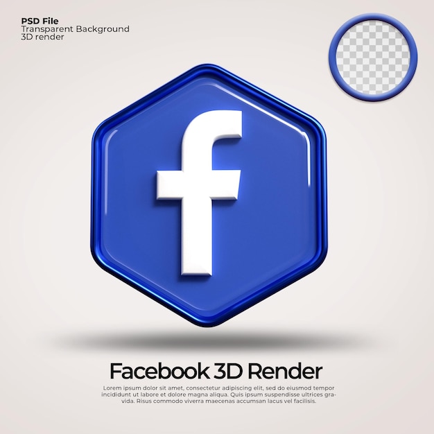 Icônes 3d transparentes facebook avec des éléments hexagonaux