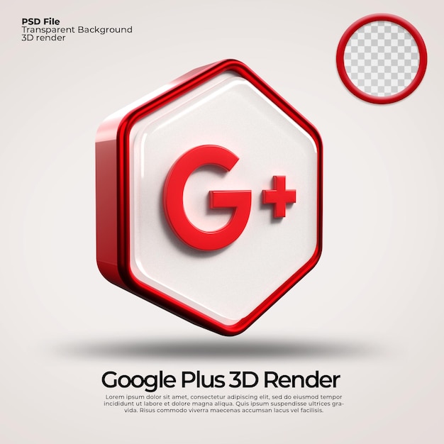 PSD icônes 3d transparentes google plus avec éléments hexagonaux