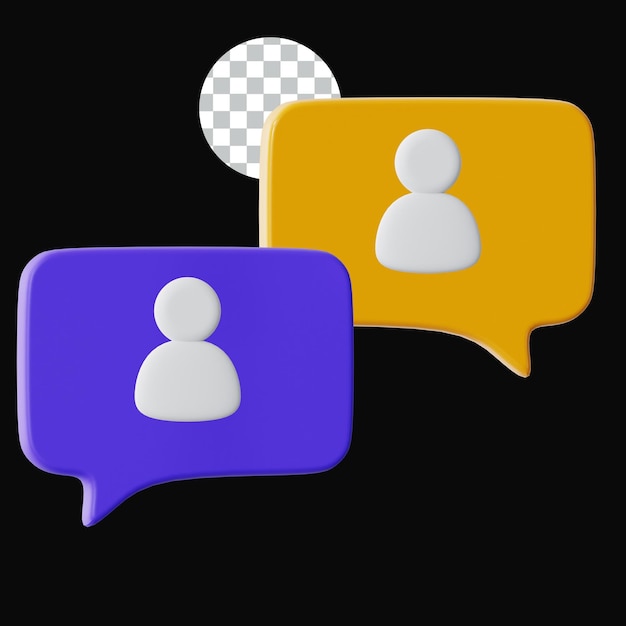 Icones de bulle de chat 3D représentant la communication en ligne