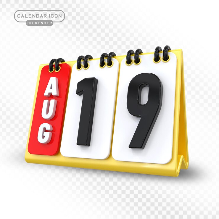 PSD icones de calendario 3d para el mes de agosto