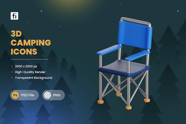 PSD icônes de chaises de camping illustrées en 3d