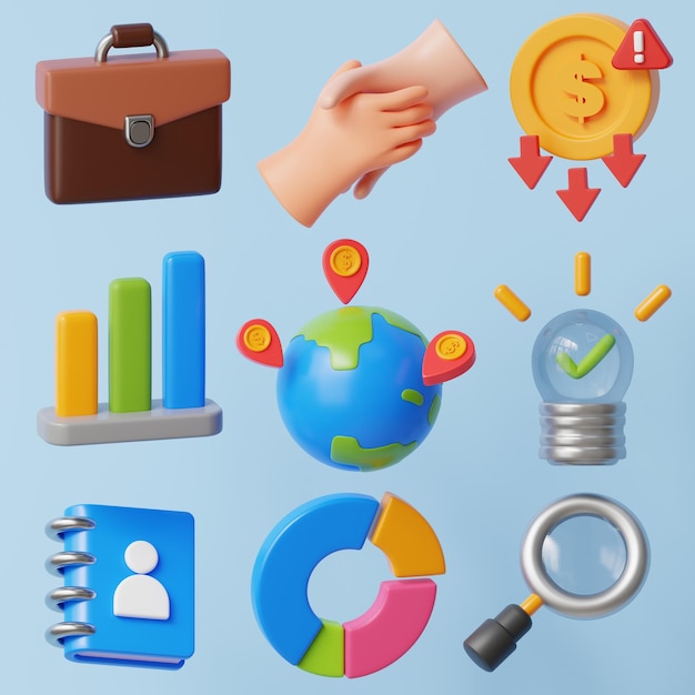 Icones commerciales et visualisation de données en 3D