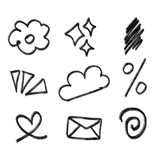 Ícones de Doodle desenhados à mão