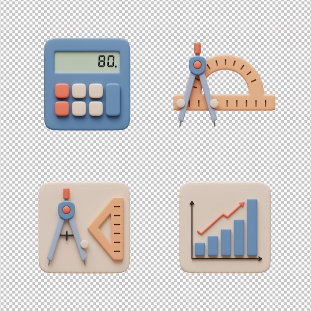 Ícones de ferramentas de geometria matemática