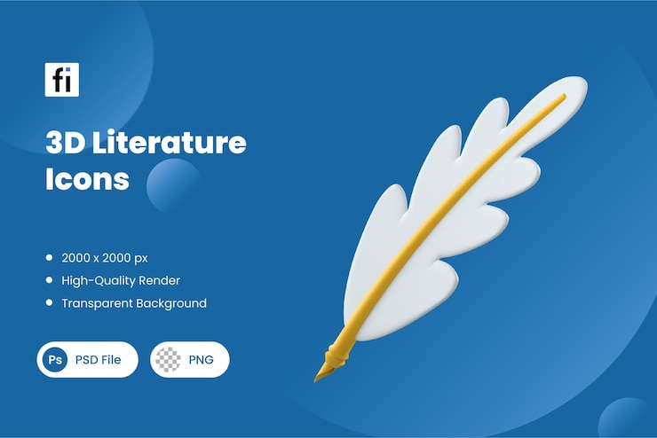 PSD ícones de literatura em 3d