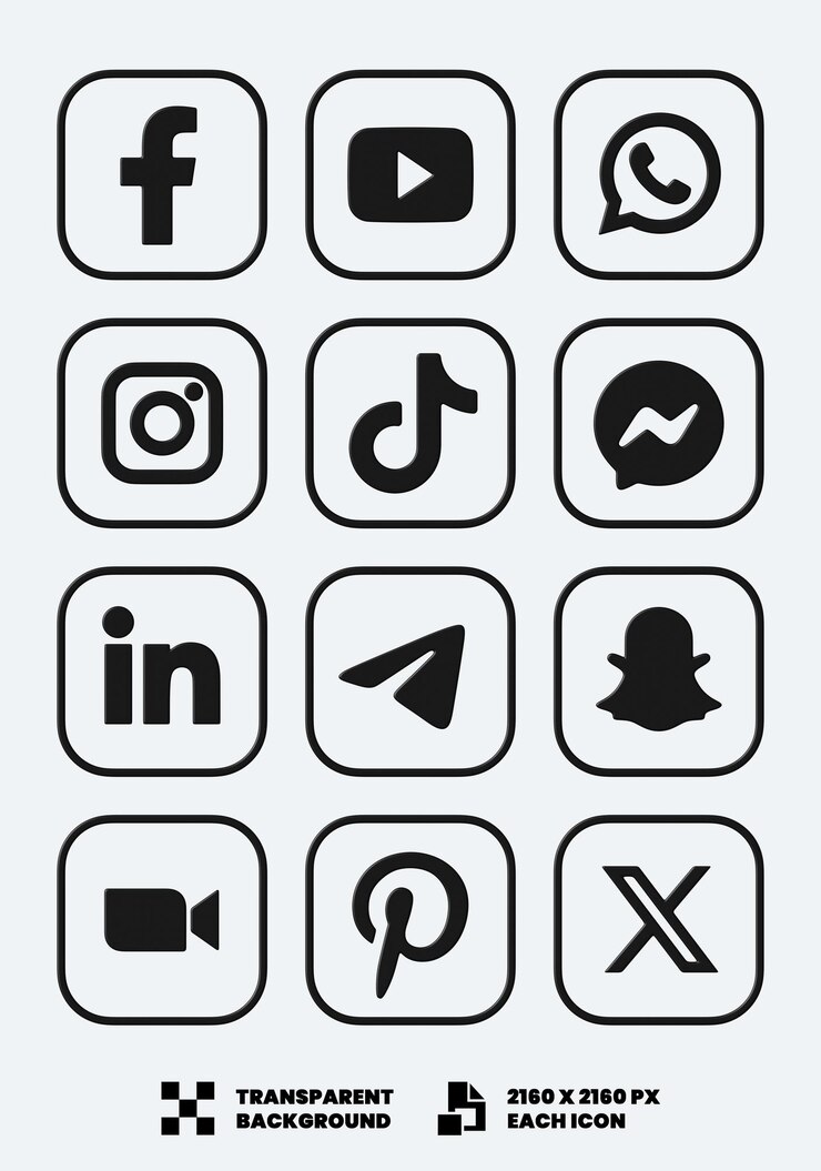 PSD ícones de mídia social 3d
