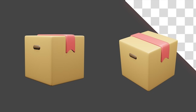 ícones de pacote de papelão de compras on-line 3D