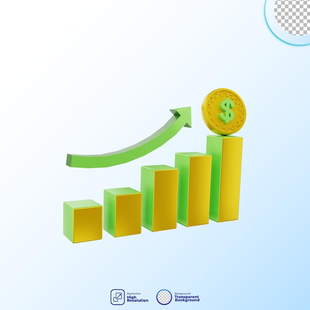 Icones de renderização 3D de dinheiro e finanças