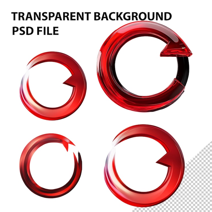 PSD ícones de seta circular vermelha