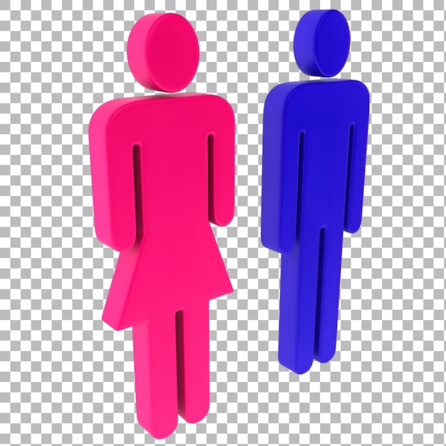 Des icônes de dessins animés de figures masculines et féminines en rose vif et bleu utilisées pour indiquer les toilettes Les icônes sont simples, colorées et facilement reconnaissables
