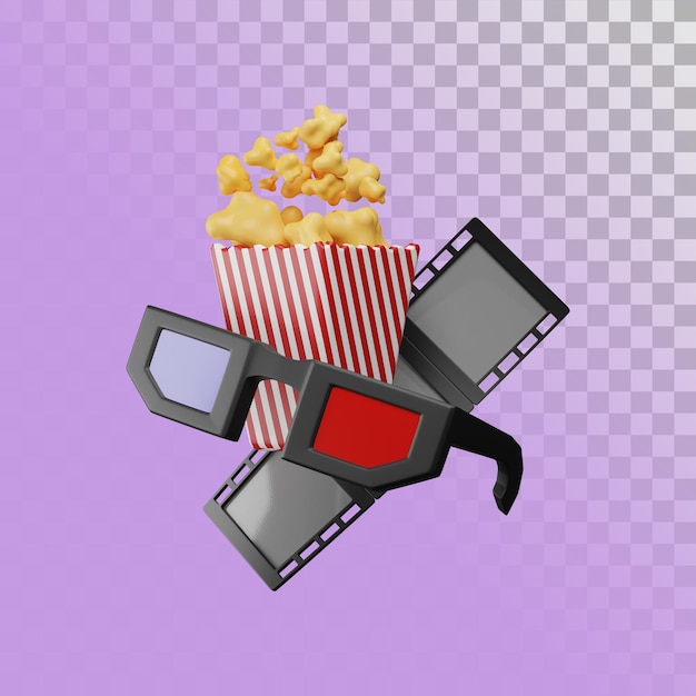 PSD Ícones do cinema 3d. ilustração 3d