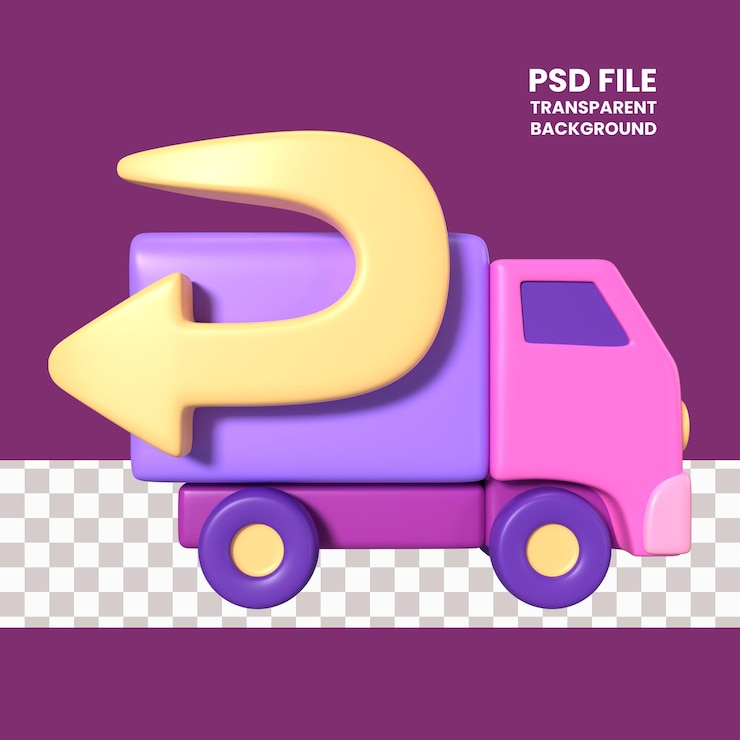 PSD icones de ilustración 3d de la política de retorno