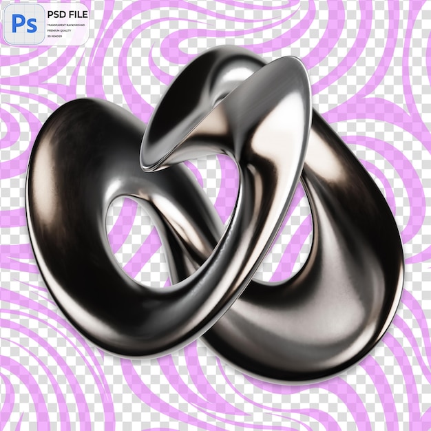 Icones líquidos metálicos abstractos en 3D con ilustración PNG aislada y plantilla PSD