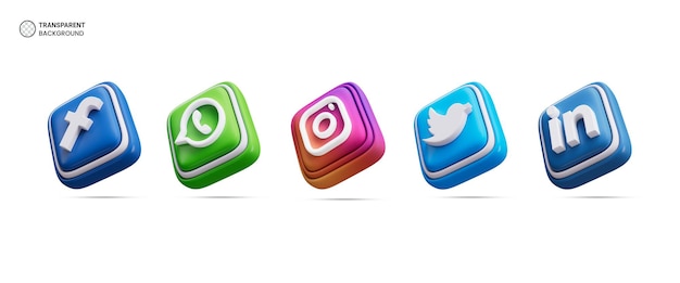 Icônes de logo de médias sociaux illustration de rendu 3d isolée