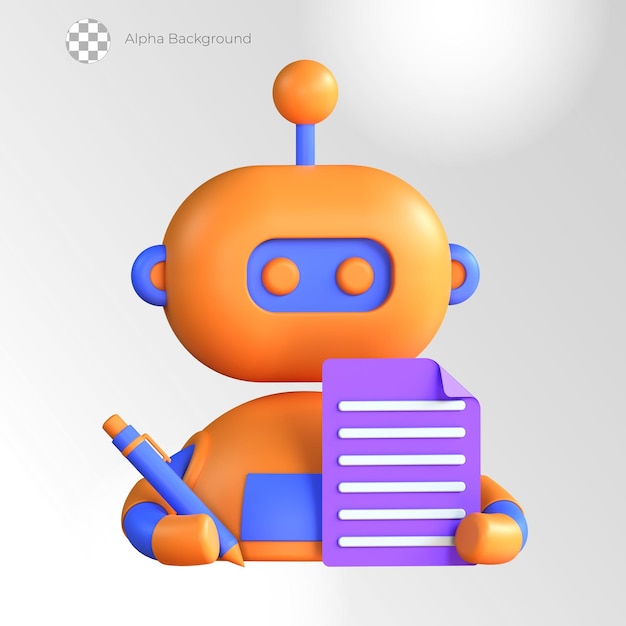 Icônes de marketing numérique 3D Bots Robot de contenu de rédaction