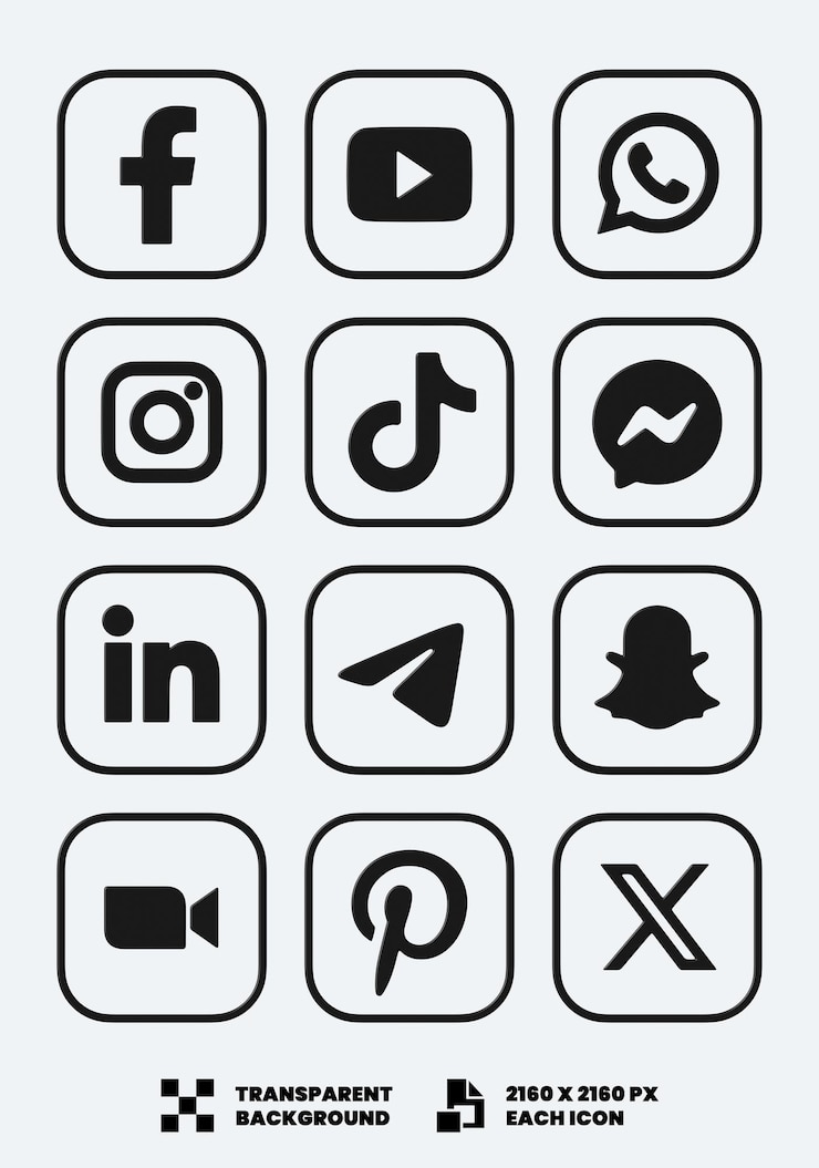 PSD les icônes des médias sociaux en 3d