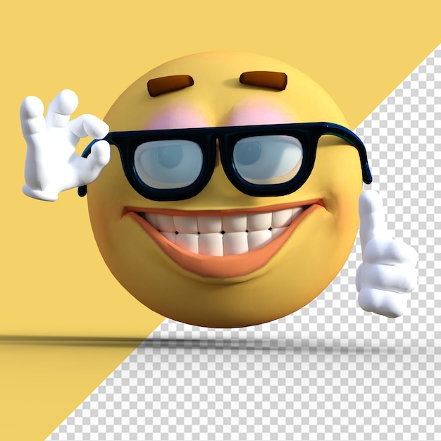 PSD icônes de médias sociaux illustration de personnage emoji sourire 3d