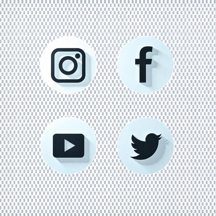 PSD les icônes des médias sociaux instagram facebook youtube et twitter les logos