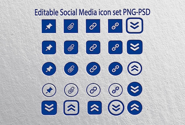 Icones de médias sociaux modifiables en format PNG et PSD