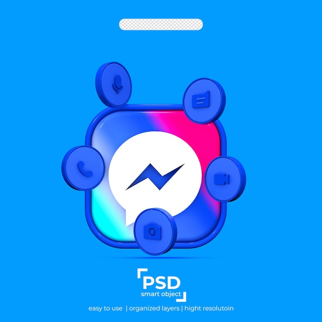 PSD icônes messenger 3d avec élément