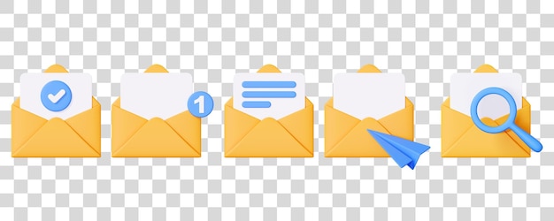 Icones de processus de messagerie définies avec des notifications