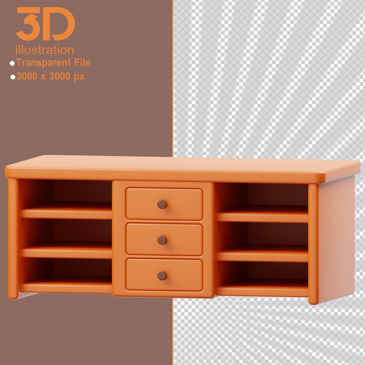 PSD icônes de rendu 3d de meubles meuble tv sur fond isolé png