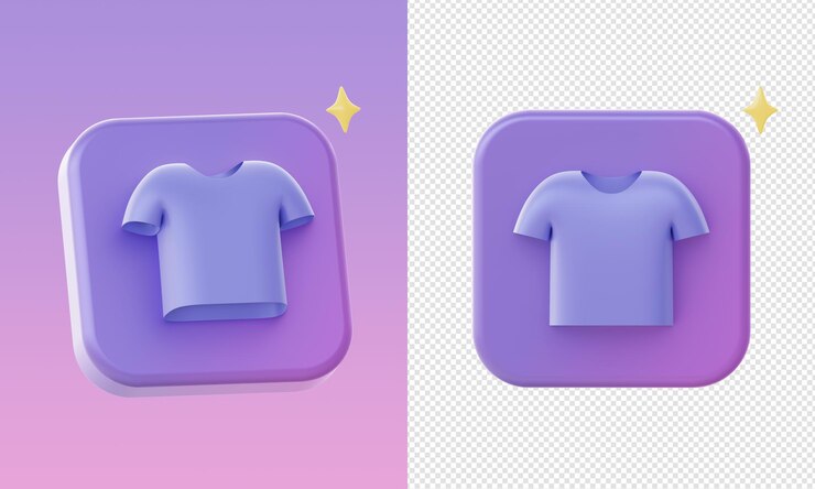 PSD ícones simples de roupas e roupas roxas 3d para aplicativos móveis ui ux web aplicativos móveis designs de anúncios de mídia social