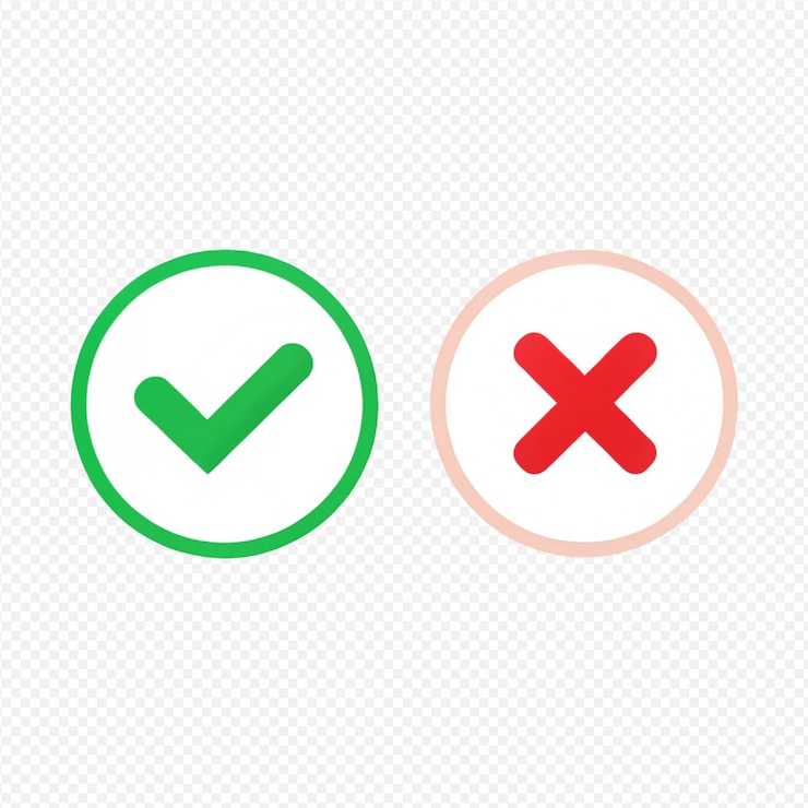 PSD icones simples marque de contrôle verte rouge x conception minimaliste graphiques plats