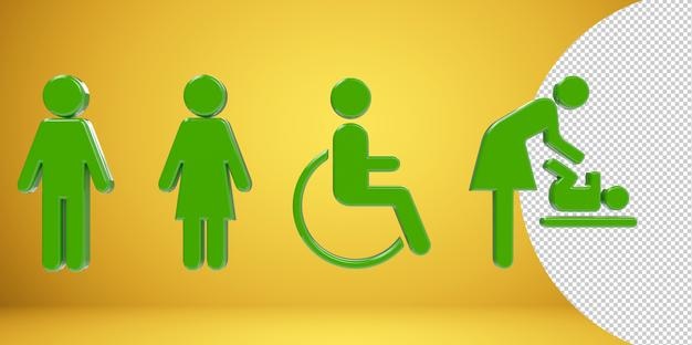 Icônes de toilettes, symbole homme et femme, panneaux de toilettes, panneaux de toilettes WC, illustration PNG transparent