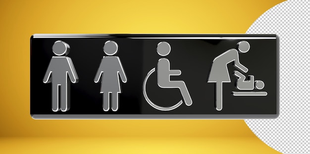 Icônes de toilettes, symbole homme et femme, panneaux de toilettes, panneaux de toilettes WC, illustration PNG transparent