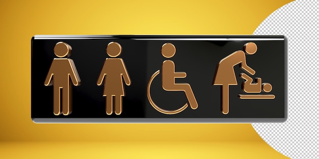 Icônes de toilettes, symbole homme et femme, panneaux de toilettes, panneaux de toilettes WC, illustration PNG transparent