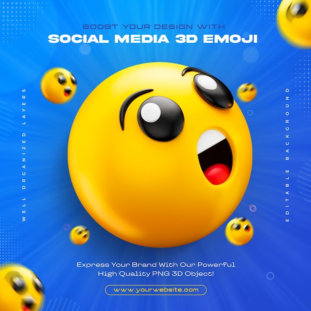 PSD iconha de emoji wow isolada ilustração de renderização 3d