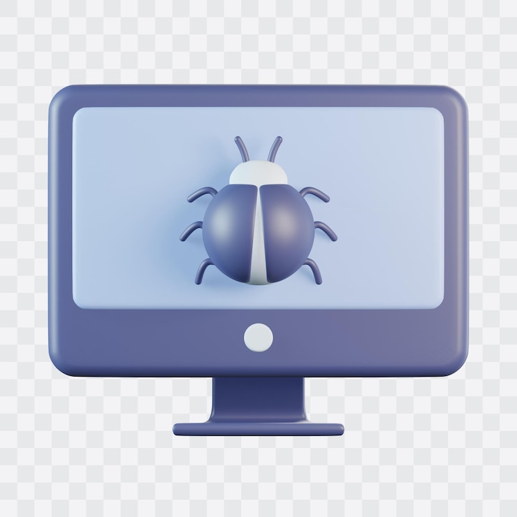 PSD iconica 3d del bug del computer